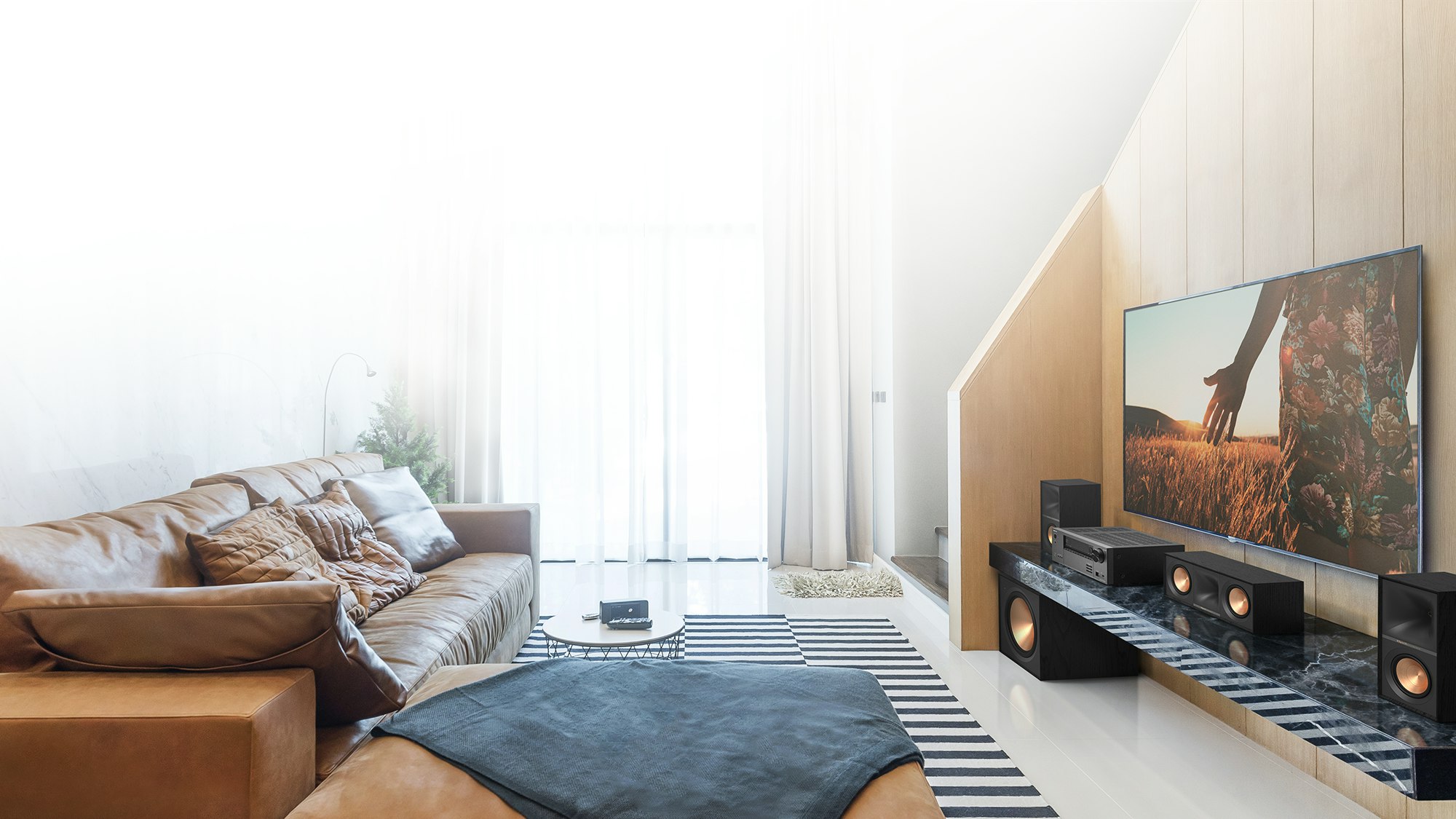 Reference Subwoofer R-121SW in a small 3.1 home theater setting